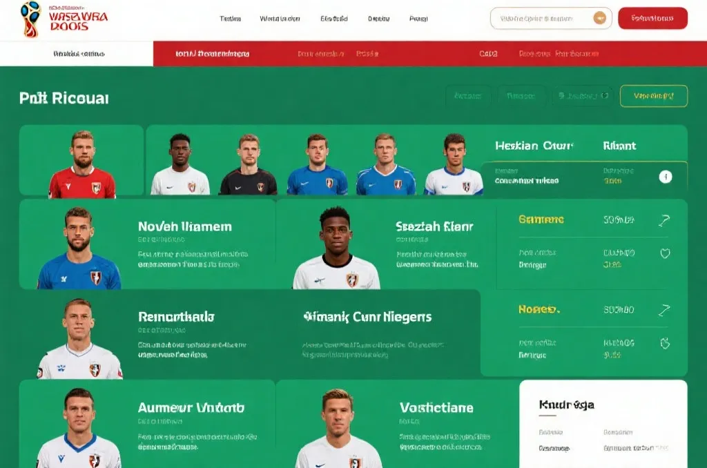 世界杯球队名单公布页面与球员姓名信息的视觉化场景